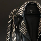 Stylish Black Gothic Jacket, Men's Silver Studs Cowhide Leather Jacket, Handmade Round Studs Jacket, Bikers Punk Jacket,